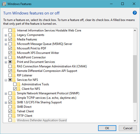 在windows中开启NFS Client